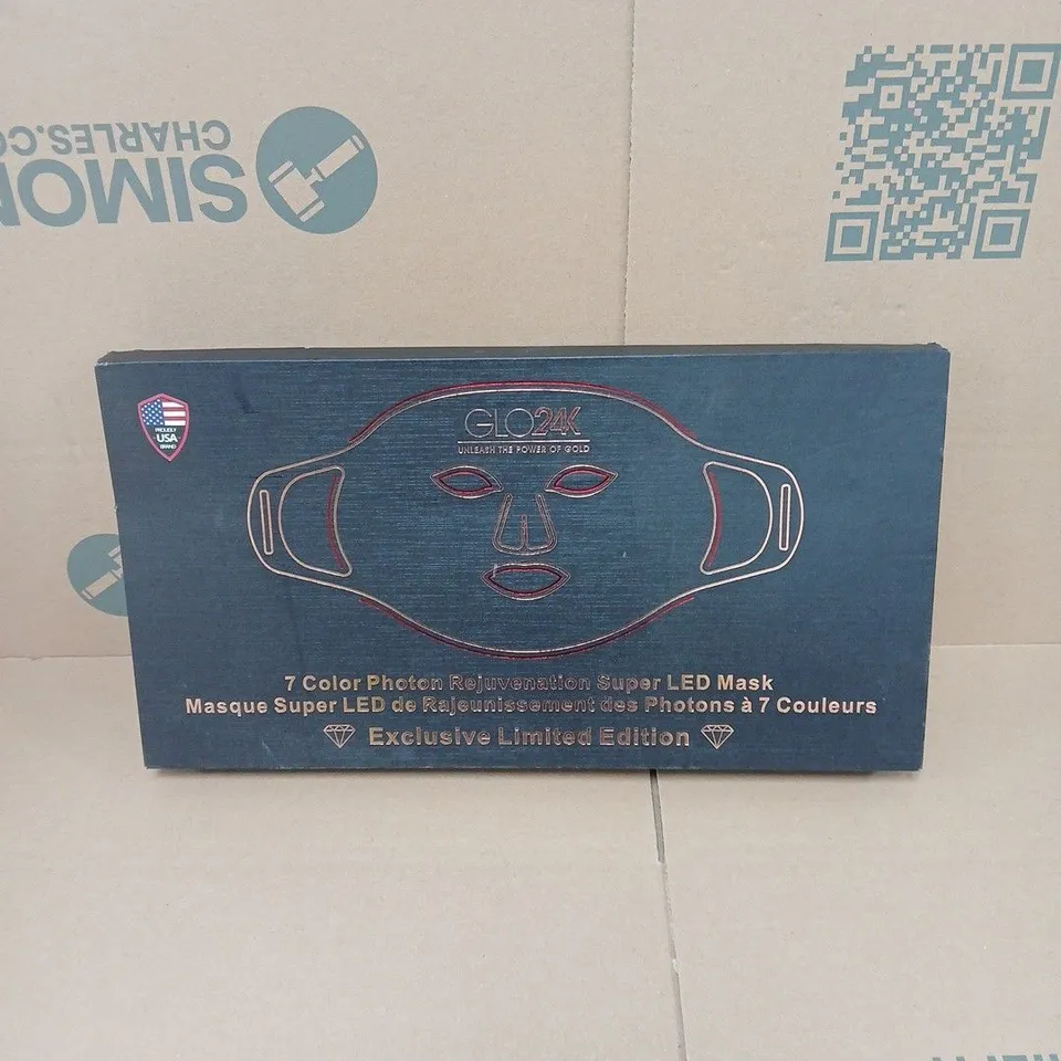 GLO24K 7 COLOR PHOTON REJUVENATION SUPER LED MASK LIMITED EDITION BOXED