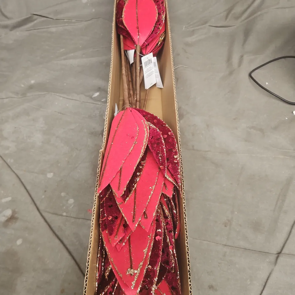 APPROXIMATELY 10 GISELA GRAHAM ARTIFICIAL GLITTER LEAF DECORATIONS 
