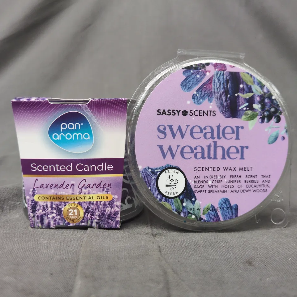 APPROXIMATELY 10 ASSORTED HOUSEHOLD ITEMS TO INCLUDE SCENTED CANDLE, SCENTED WAX MELT, ETC