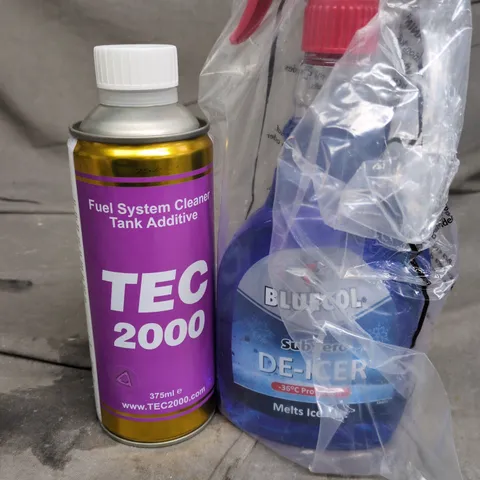 APPROXIMATELY 10 ASSORTED VEHICLE ACCESSORIES TO INCLUDE DE-ICER, TANK ADDITIVE ETC 