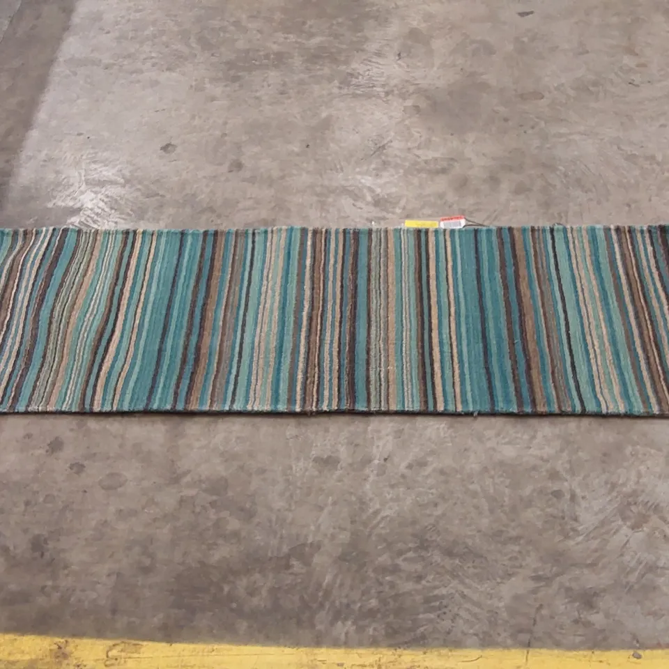 ESTELA HAND TUFTED WOOL TEAL RUG - 60 X 230CM