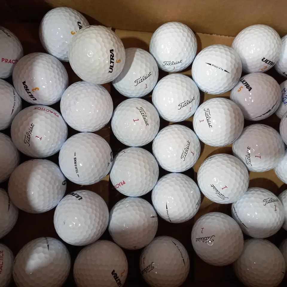 BOX OF APPROXIMATELY 25 ASSORTED GOLF BALLS