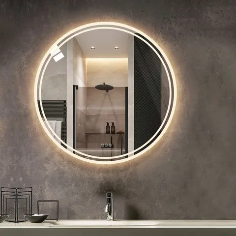 BOXED ALURA ROUND LIGHTED WALL MOUNTED BATHROOM VANITY MIRROR (1 BOX)