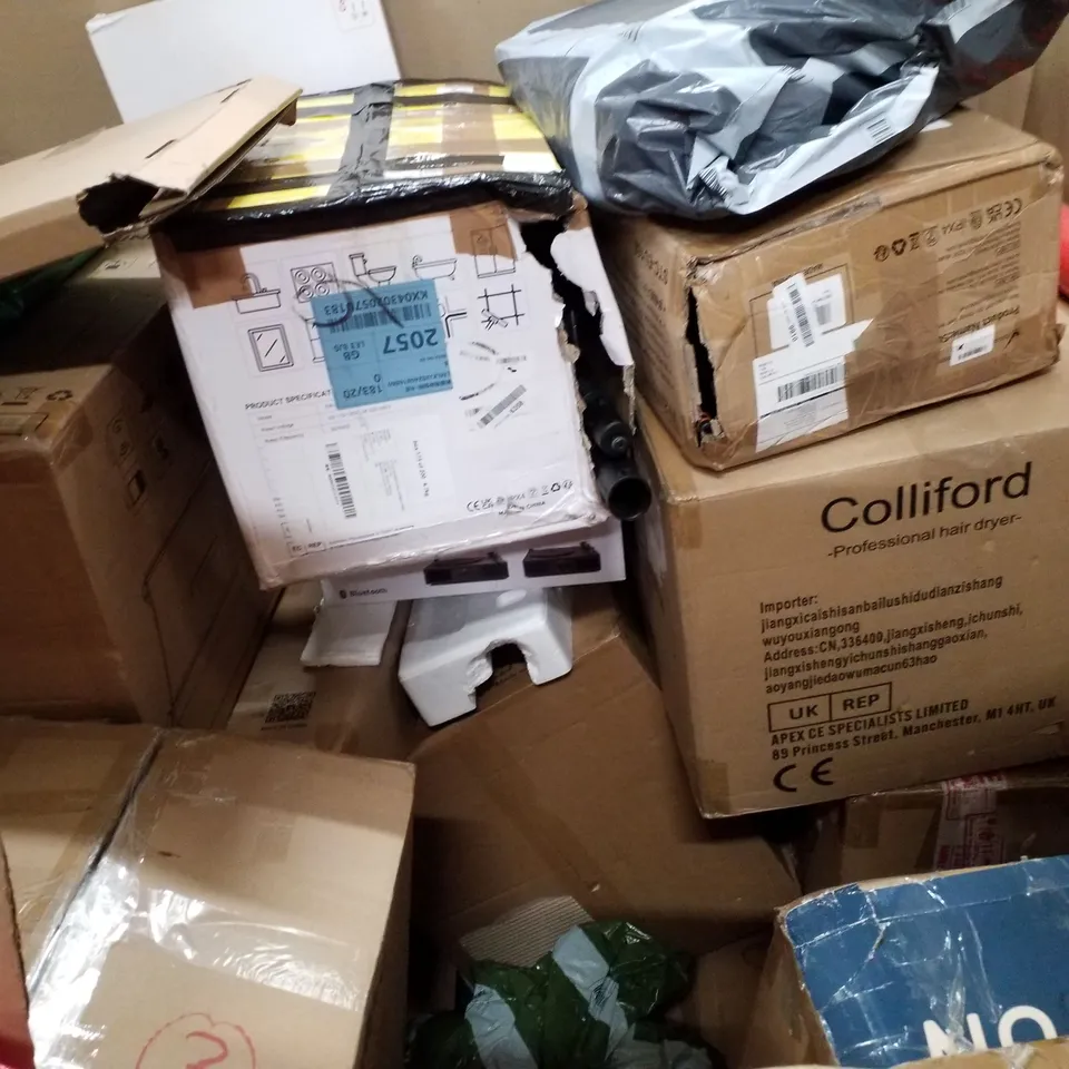 PALLET OF ASSORTED PRODUCTS INCLUDING FOOT SPA, AUDIO TURNTABLE, STORAGE DRESSER TOWER, COMPACT CANOPY 