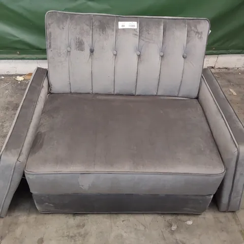 QUALITY DESIGNER FOLDOUT CHAIR BED SILVER PLUSH FABRIC