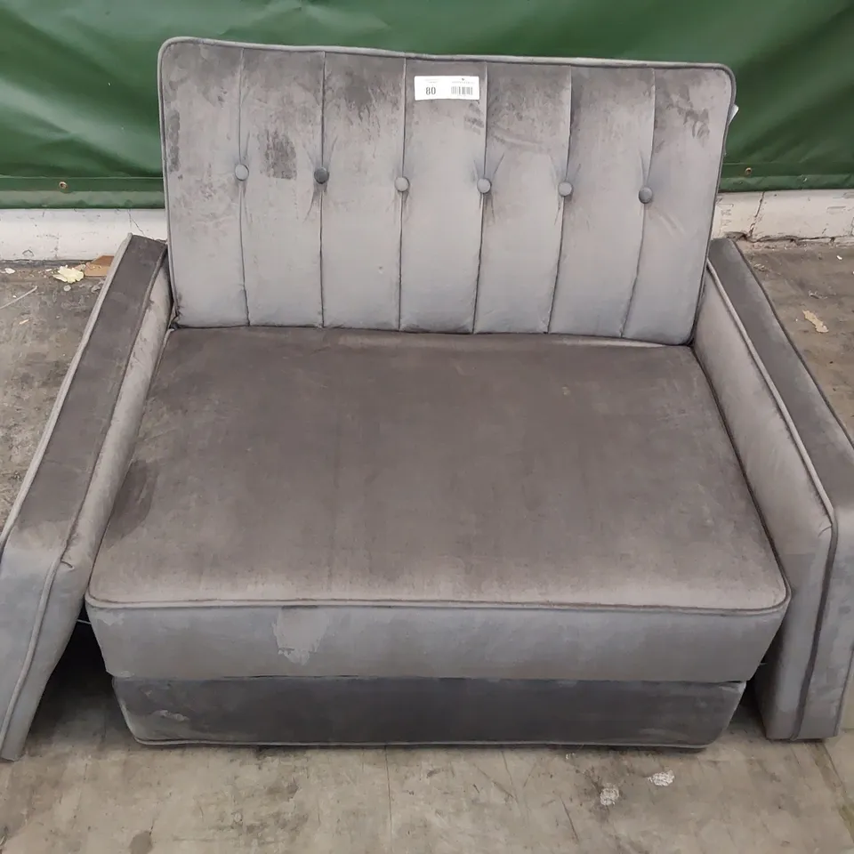QUALITY DESIGNER FOLDOUT CHAIR BED SILVER PLUSH FABRIC