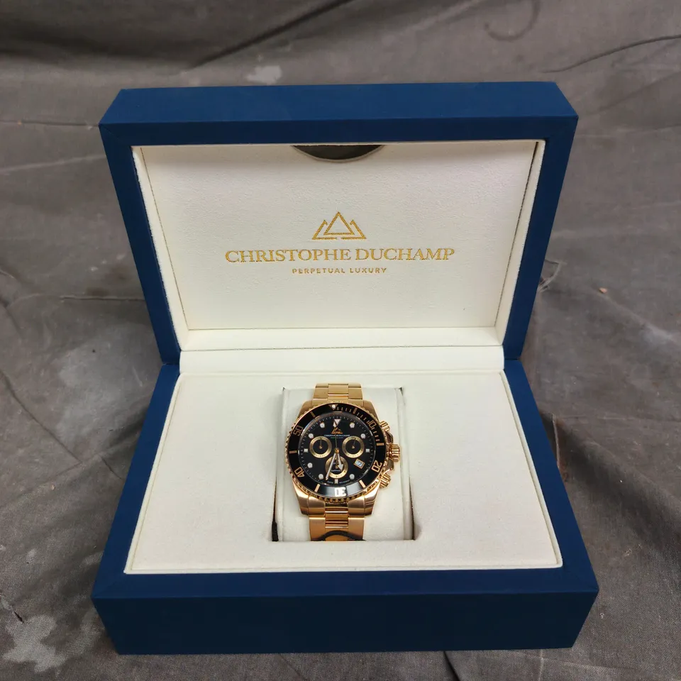 CHRISTOPHE DUCHAMP GOLD-TONE CHRONOGRAPH WRISTWATCH 