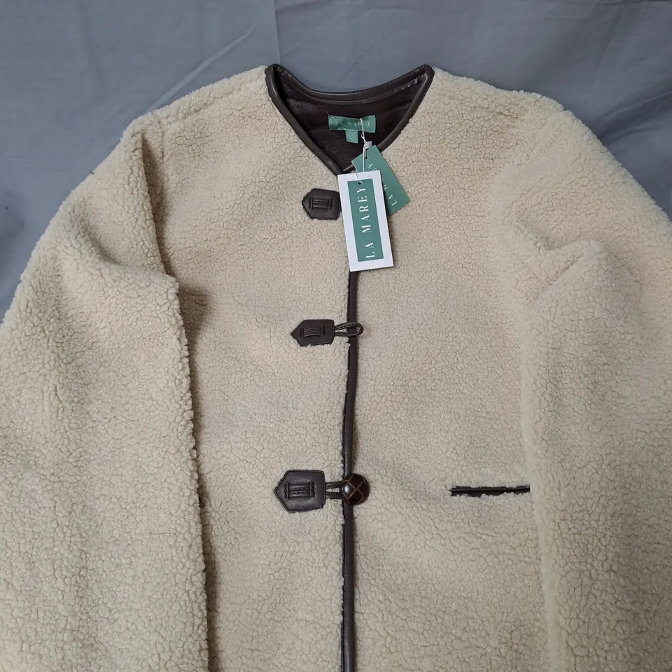 LA MAREY SHEEPSKIN STYLE JACKET - BEIGE - SIZE LARGE