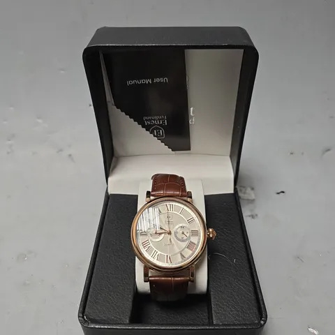 ERNEST FERDINAND WATCH – FUNCTIONING SUB DIALS – LEATHER STRAP –  GIFT BOX