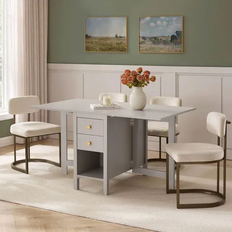 BOXED DUSK CHARLIE 2-4 SEATER FOLDING DINING TABLE - TAUPE (1 BOX)