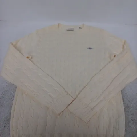 GANT CREAM CABLE-KNIT SWEATER - LARGE 