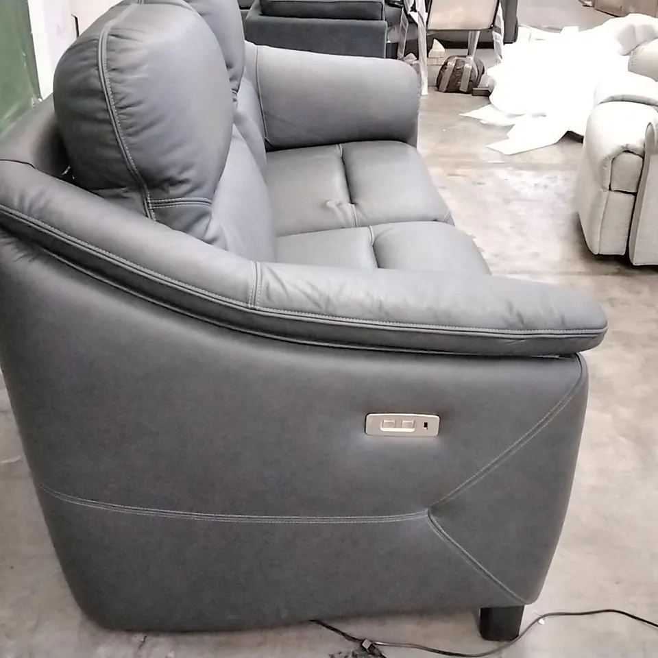 QUALITY BRITISH DESIGNER G PLAN MANUFACTURED JACKSON 3 SEATER ELECTRIC RECLINER DBL SOFA - CAMBRIDGE PETROL BLUE LEATHER 