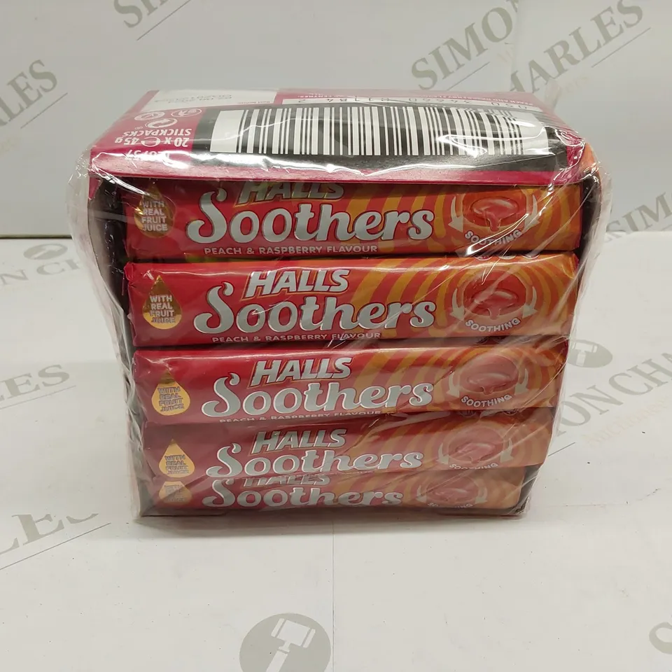 1 X 20 PACK OF HALLS SOOTHERS PEACH & RASPBERRY FLAVOUR