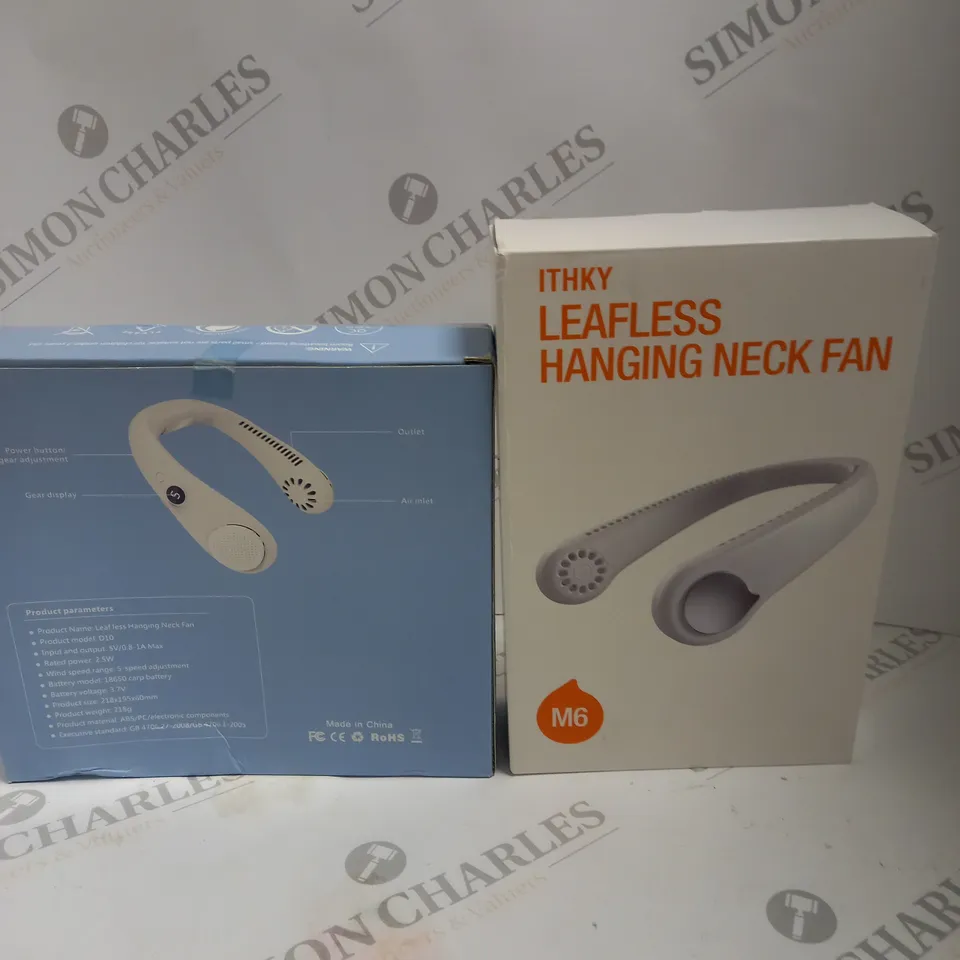 LOT TO CONTAIN 2 X ASSORTED HANGING NECK FANS. BRANDS VARY