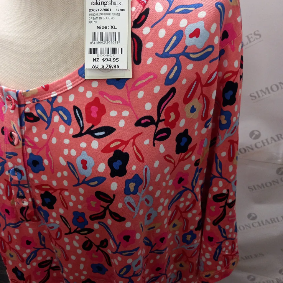 TAKING SHAPE BAMBOO RETRO FLORAL NIGHTIE - XL