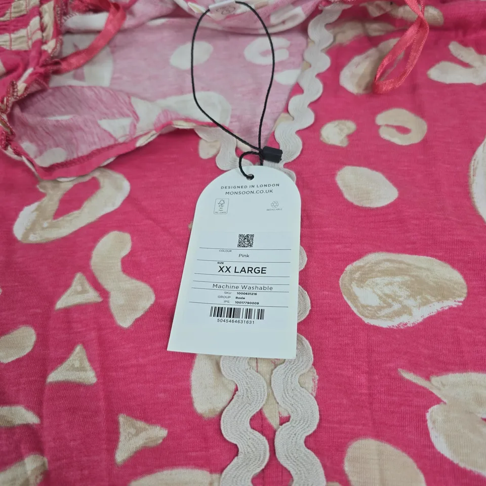 MONSOON PINK AND WHITE WOMENS TOP XXL TAGGED