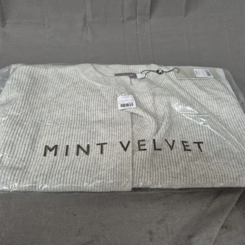 BAGGED MINT VELVET GREY SLEEVELESS MIDI CARDIGAN - SIZE SMALL