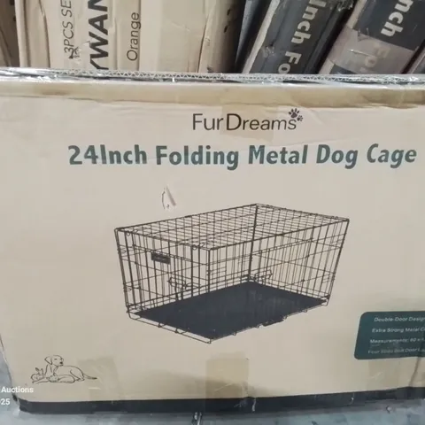 BOXED 24INCH FOLDING METAL DOG CAGE