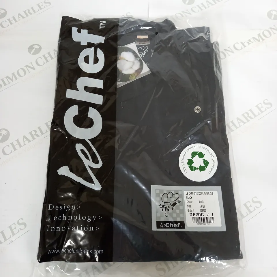 SEALED LE CHEF STAYCOOL TUNIC S/S IN BLACK - LARGE