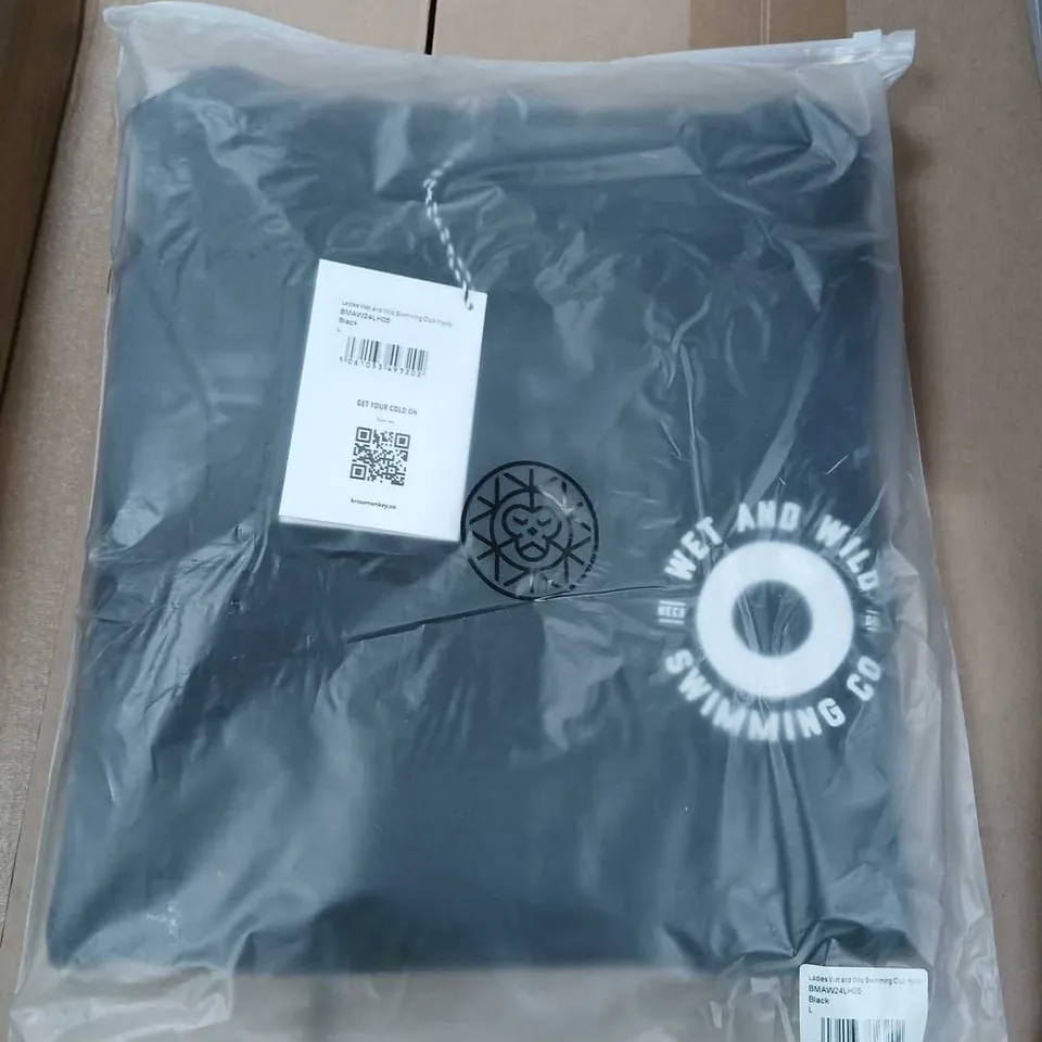 BAGGED BRASS MONKEY LADIES WET AND WILD SWIMMING CLUB HOODY BLACK SIZE L
