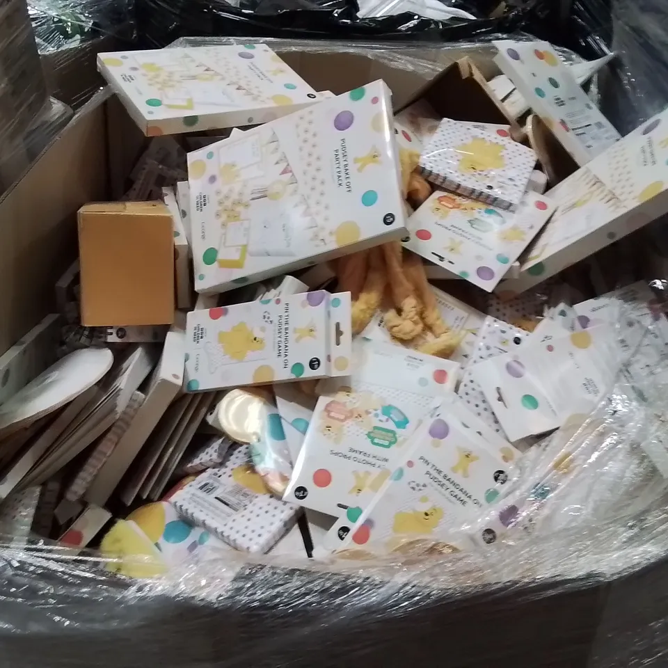 PALLET TO CONTAIN A LARGE QUANTITY OF PUDSEY PRODUCTS TO INCLUDE;PUDSEY BAKE OFF PARTY PACK,PIN THE BANDANA PUDSEY GAME,PUDSEY NOTEBOOKS