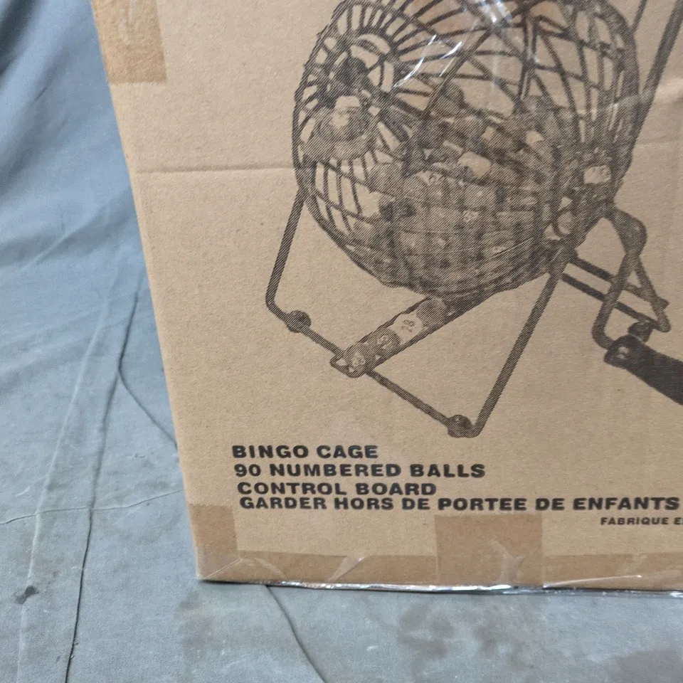 BINGO CAGE WITH 90 NUMBERED BALLS AND CONTROL BOARD – BOXED SET