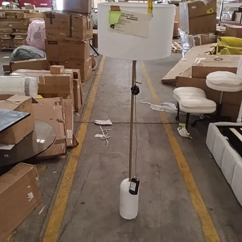 KESSEL WHITE MARBLE STANDING FLOOR LAMP WITH SHADE - WHITE