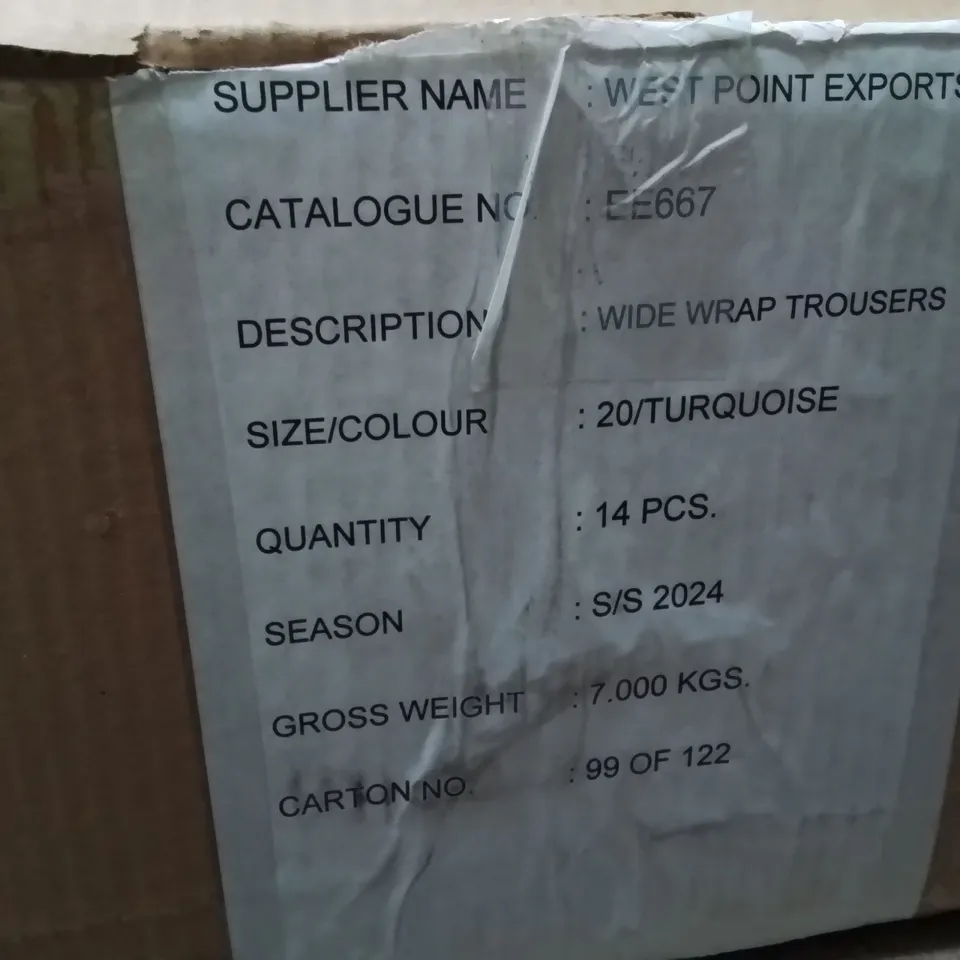BOXED BRAND NEW APPROXIMATELY 14 JD WILLIAMS WIDE WRAP TROUSERS TURQUOISE SIZE 20