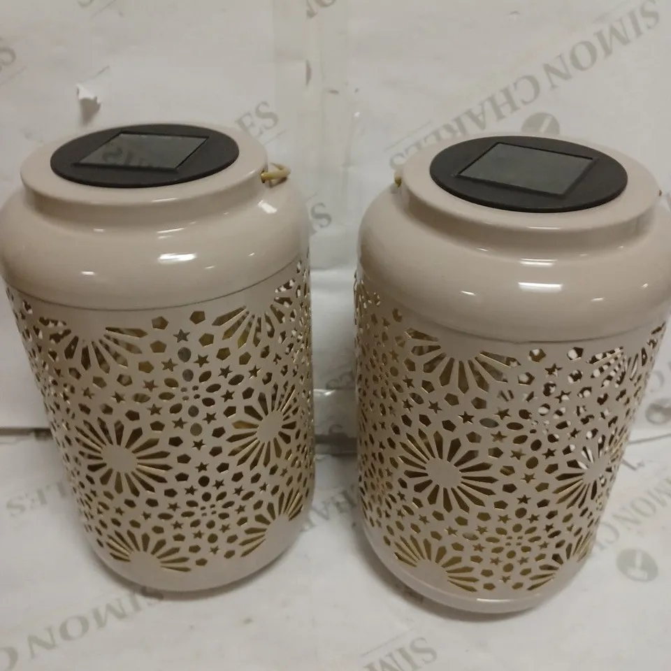 GARDEN REFLECTIONS SET OF 2 PATTERNED SOLAR LANTERNS