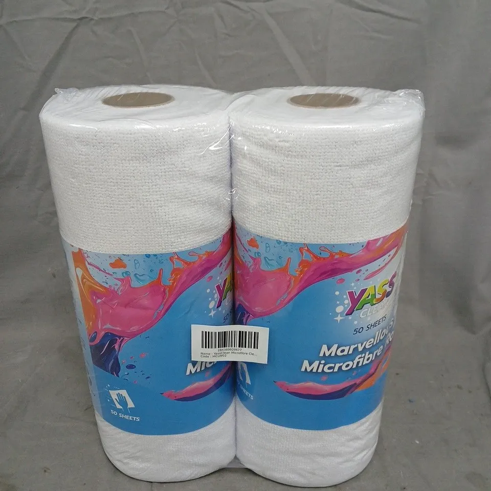 2 X YASS CLEAN MARVELLOUS MICROFIBRE ROLLS - 50 SHEETS PER ROLL 