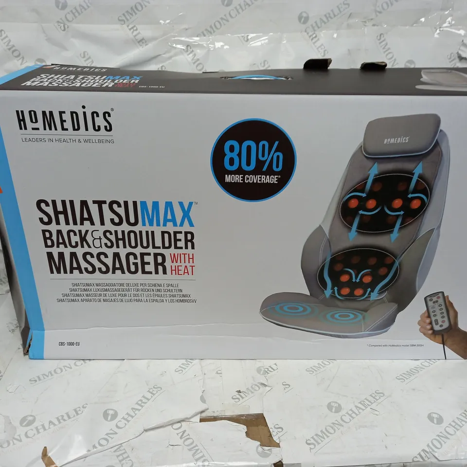 BOXED HOMEDICS MAX SHIATSU MASSAGE CHAIR BACK AND SHOULDER MASSAGER CBS-1000-EU