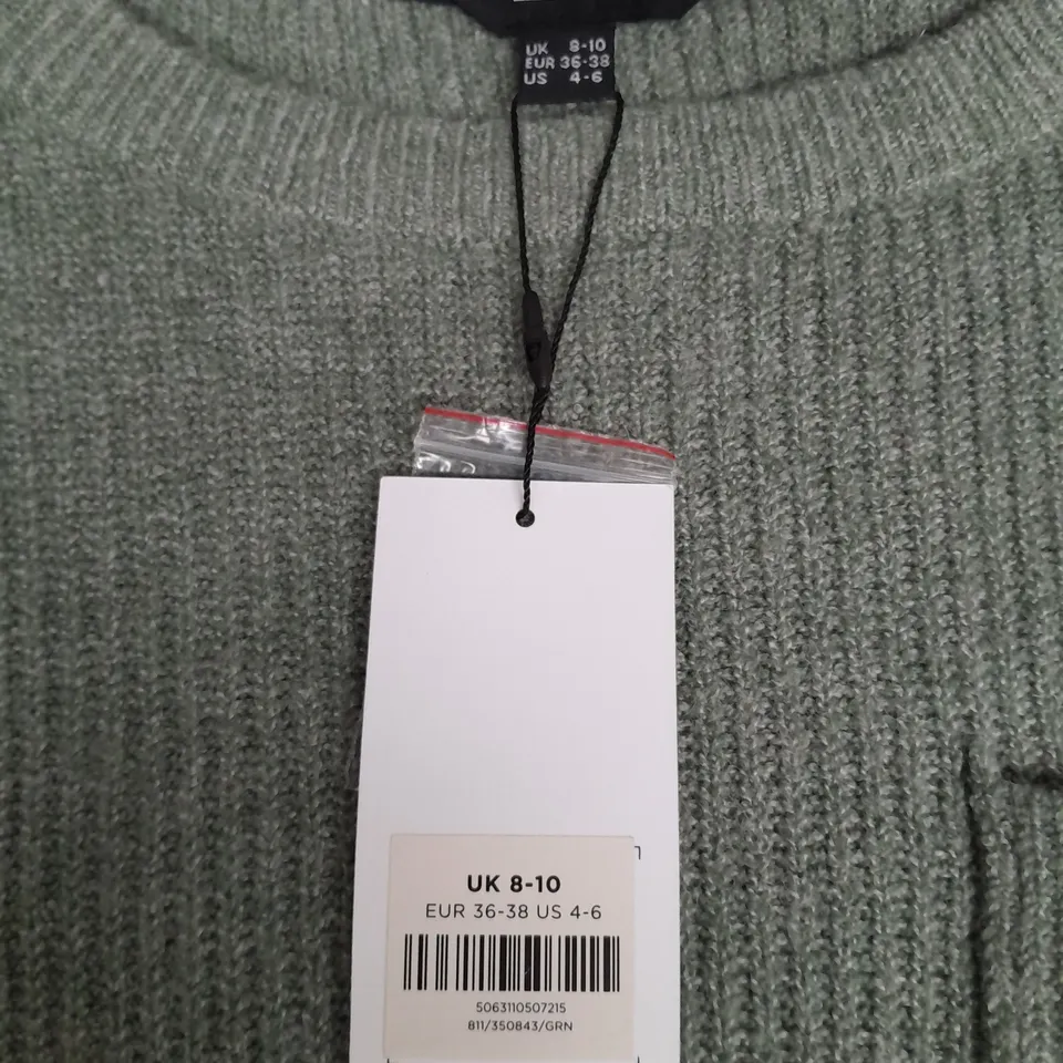 LONG TALL SALLY BUTTON DETAIL JUMPER IN SAGE GREEN - UK 8-10