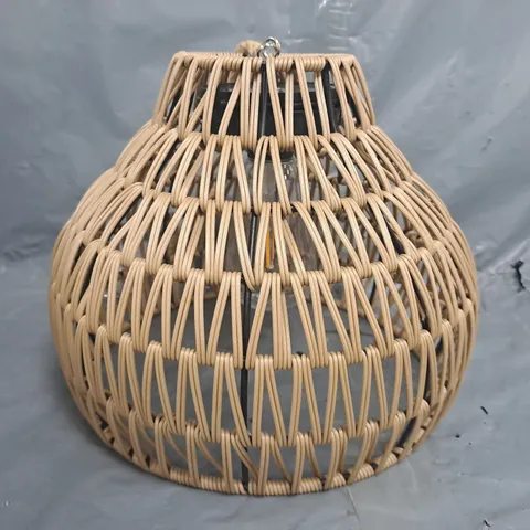 WARM WHITE LED WICKER EFFECT SOLAR HANGING LIGHT