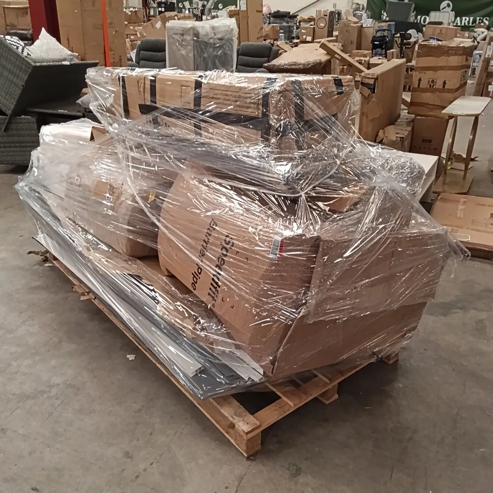 PALLET OF ASSORTED, INCOMPLETE FURNITURE PARTS AND PIECES 