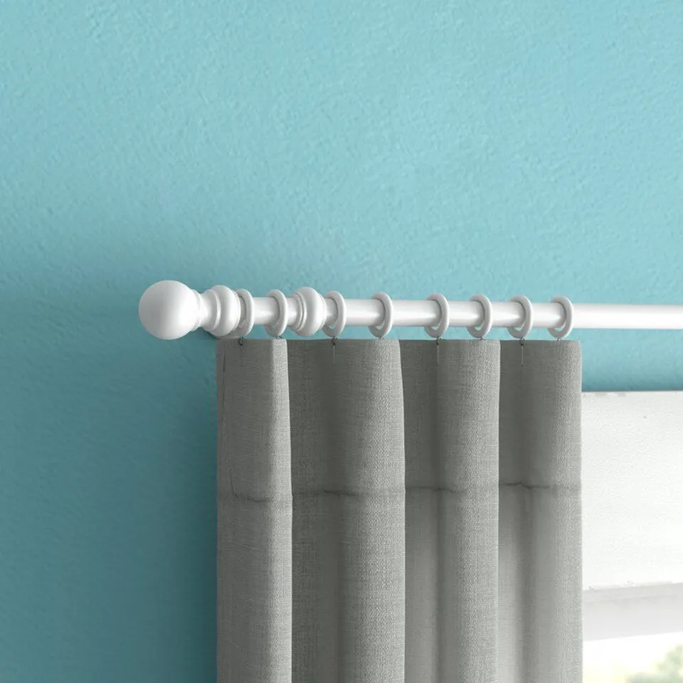 BOXED CURTAIN POLE SET 120CM W X 2.8CM - WHITE