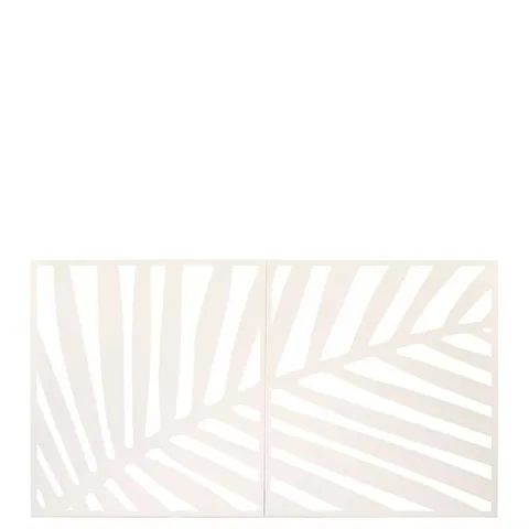 HORIZONTAL METAL GARDEN SCREEN LEAF WALL MOUNTING - CREAM - COLLECTION ONLY
