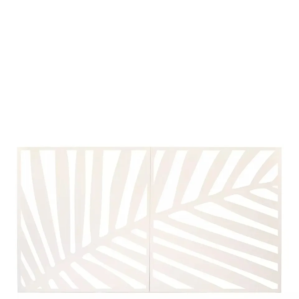 HORIZONTAL METAL GARDEN SCREEN LEAF WALL MOUNTING - CREAM - COLLECTION ONLY