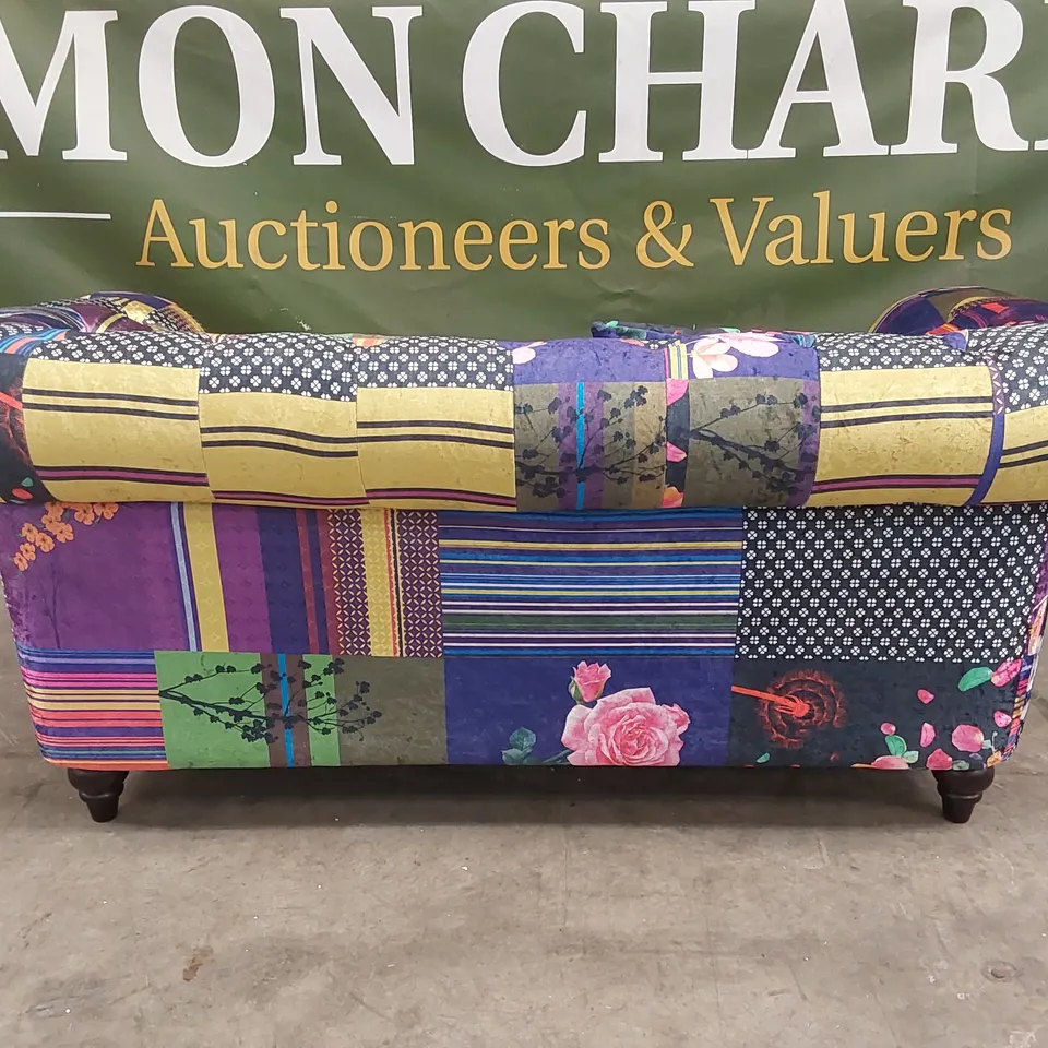 QUALITY DESIGNER CAMAURY VELVET PATCHWORK SOFA RRP £1299.99