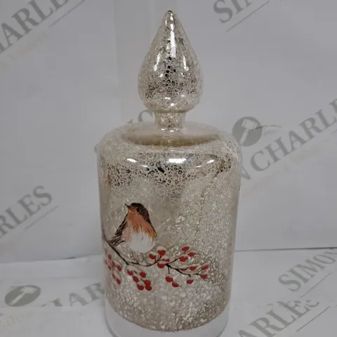 BOXED FESTIVE PRE-LIT SCENIC CRACKLE GLASS CANDLE