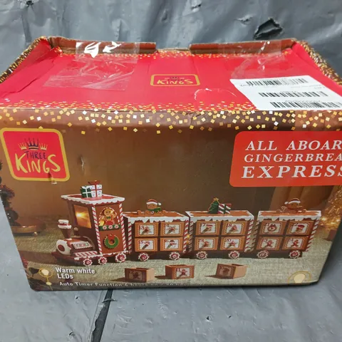 BOXED THREE KINGS GINGERBREAD TRAIN LIGHT UP ADVENT CALENDAR