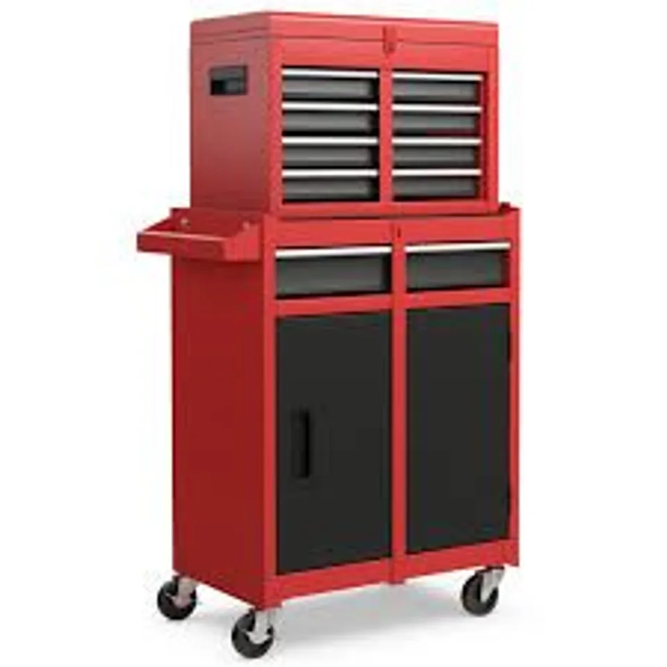 BOXED COSTWAY HIGH CAPACITY TOOL STORAGE CABINET WITH LOCKABLE WHEELS