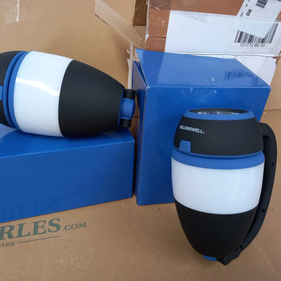 BOX OF 2 INDIVIDUALLY BOXED BELL & HOWELL HAND-HELD LANTERNS/TORCHES - BLUE