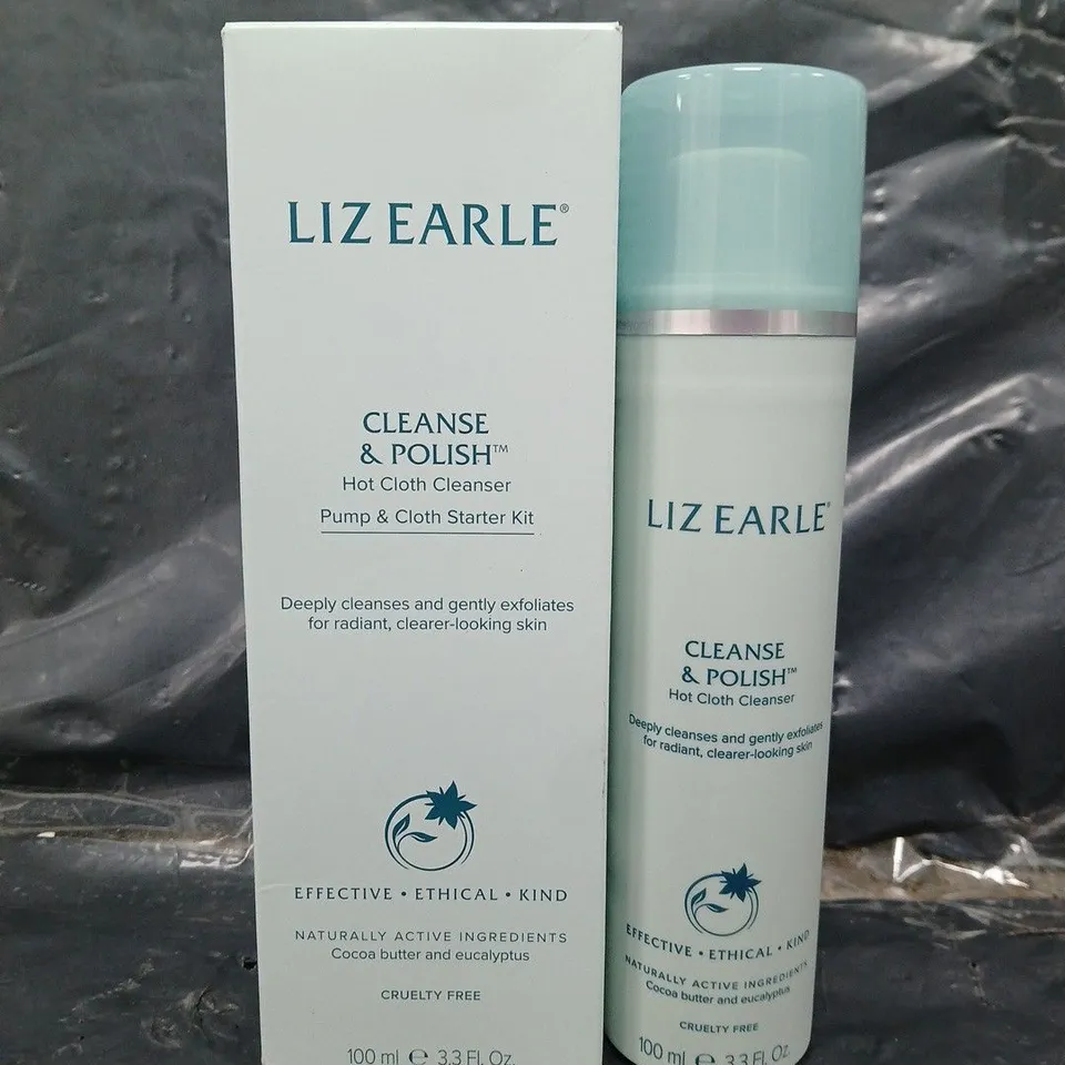 LIZ EARLE CLEANSE & POLISH HOT CLOTH CLEANSER STARTER KIT 100ML PUMP & 2 CLOTHS