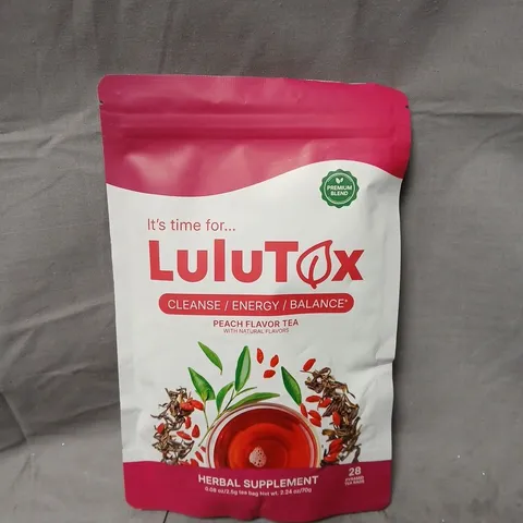 LULUTOX ORIGINAL DETOX TEA - HERBAL BLEND WITH DANDELION, GINSENG, AND GINGER - PEACH FLAVOR (28 SERVINGS) 