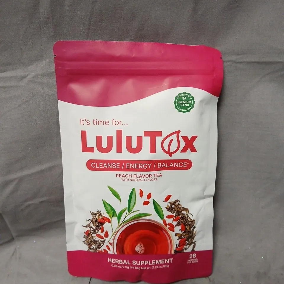 LULUTOX ORIGINAL DETOX TEA - HERBAL BLEND WITH DANDELION, GINSENG, AND GINGER - PEACH FLAVOR (28 SERVINGS) 
