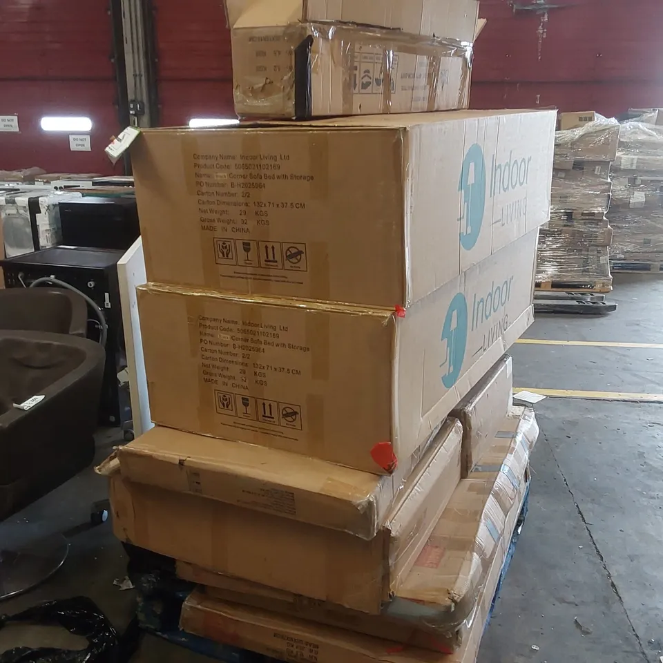 PALLET CONTAINING A LARGE QUANTITY OF ASSORTED GARDEN FURNITURE PARTS ECT 