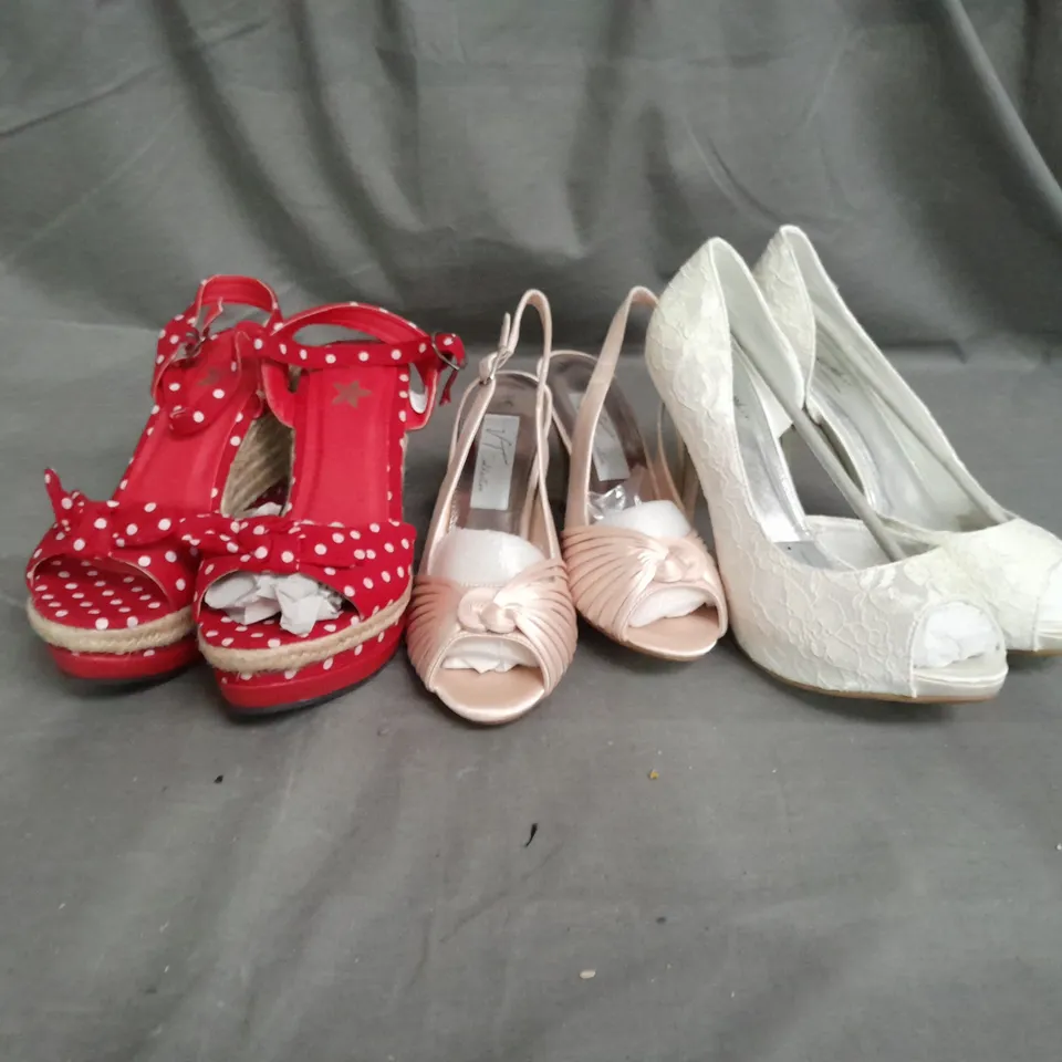 APPROXIMATELY 10 PAIRS OF ASSORTED WOMEN SHOES IN VARIOUS STYLES AND SIZES 