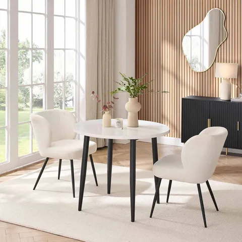 BOXED DUSK LILA MARBLE EFFECT 90cm SEATER DINING TABLE - WHITE (1 BOX)