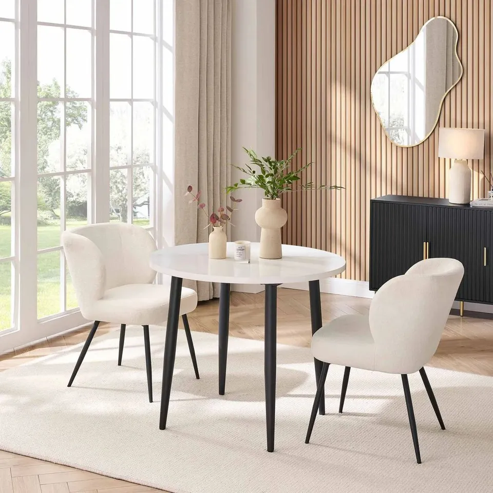 BOXED DUSK LILA MARBLE EFFECT 90cm SEATER DINING TABLE - WHITE (1 BOX)