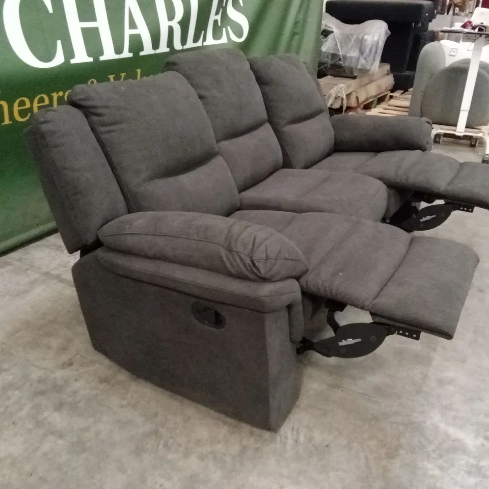 ALBION CHENILLE 3 SEATER HIGH BACK MANUAL RECLINER SOFA - CHARCOAL RRP £679